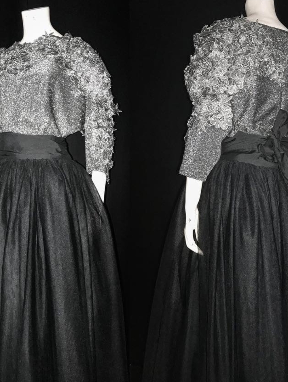 Sparkle Black Floral Appliqué Women's Top